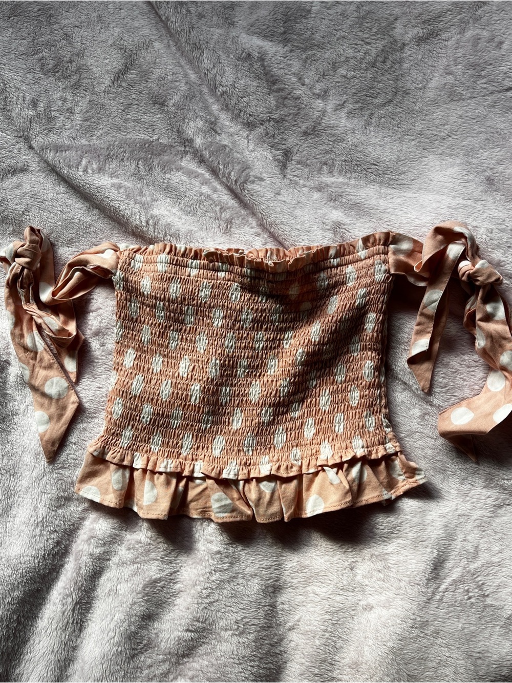 coral pink polka dot tube top